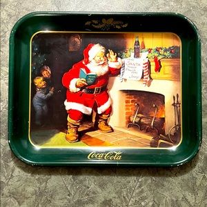 Coca Cola "Dear Santa" Tray- Green Christmas Holiday - 1963 Reproduction